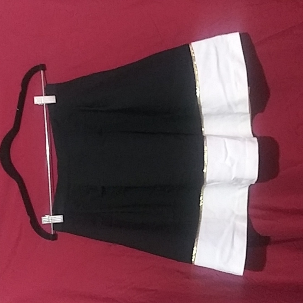 Ark & Co black and white colorblock skirt with gold trim